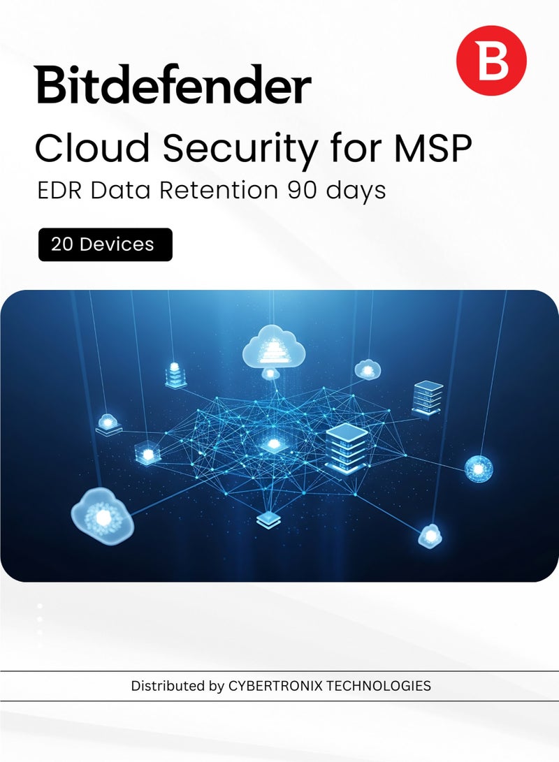 Bitdefender Cloud Security MSP - EDR Data Retention 90 days 20 Devices  for 1 Year | Digital License | SAME DAY DELIVERY